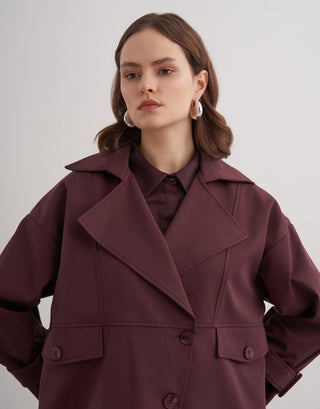 Maureen Kısa Trenç - Bordo