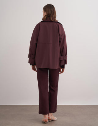 Maureen Kısa Trenç - Bordo