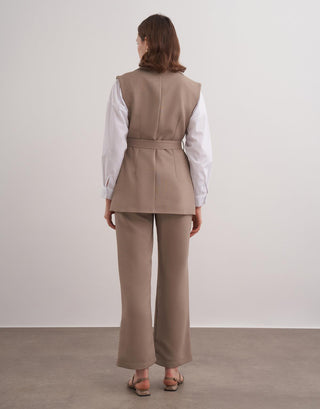 Cara Yelekli Takım - Vizon