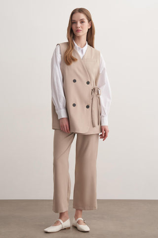 Monica Yelekli Takım - Bej