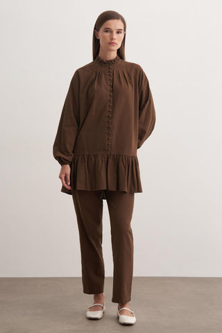 Perla Pantolonlu Takım - Kahve