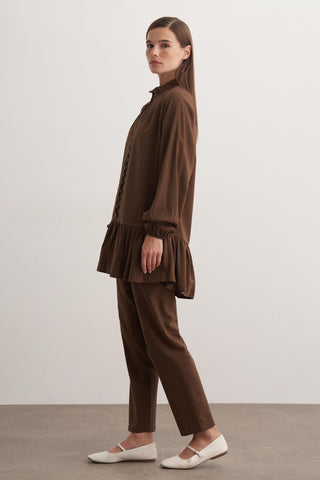 Perla Pantolonlu Takım - Kahve