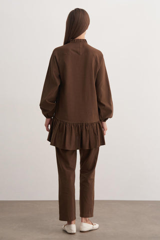 Perla Pantolonlu Takım - Kahve