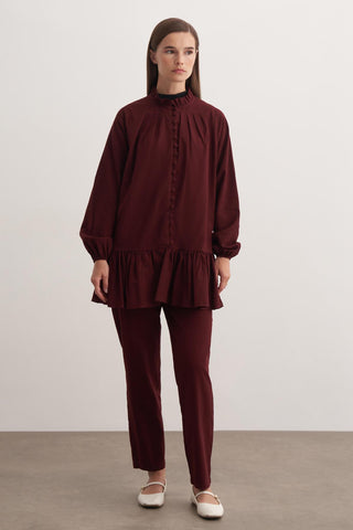 Perla Pantolonlu Takım - Bordo