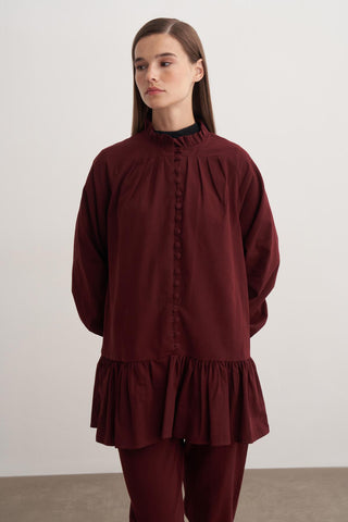 Perla Pantolonlu Takım - Bordo