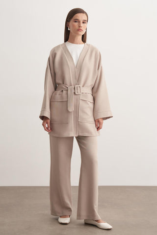 Jayla Kemerli Takım - Bej