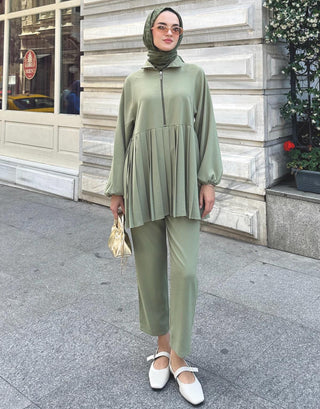 Pilise Detaylı Pantolon Takım - Haki