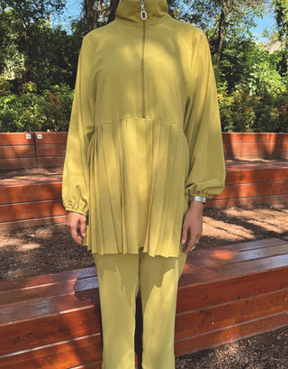 Pilise Detaylı Pantolon Takım - Yağ Yeşili