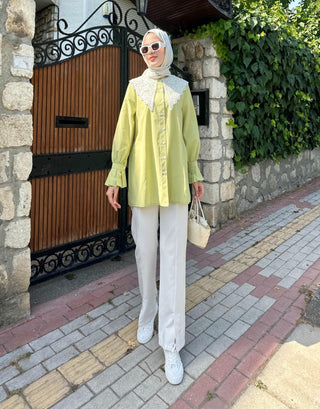 Dantel Yaka Gömlek - Yeşil