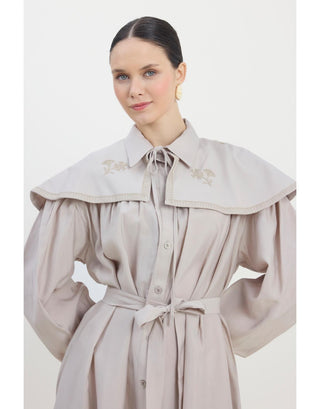 Diana Pelerinli Elbise - Bej