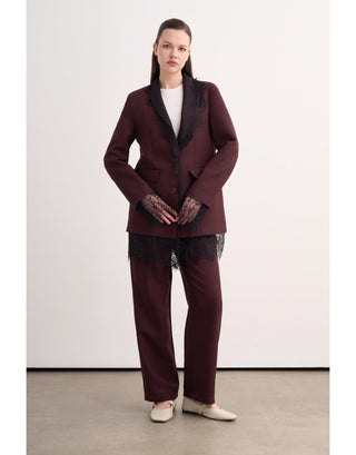 Rylie Dantel Detaylı Ceketli Takım - Bordo