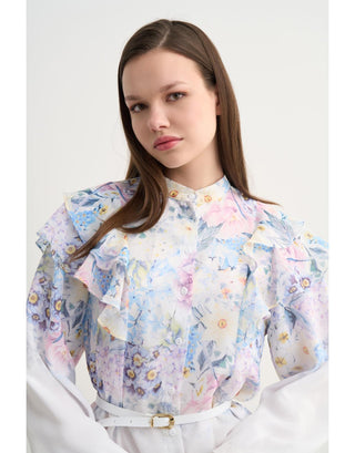 Brice Çiçek Desenli Takım - Bebe Mavi