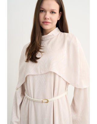 Perry Pelerinli Elbise - Bej