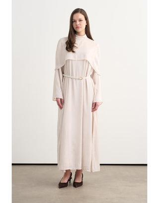 Perry Pelerinli Elbise - Bej