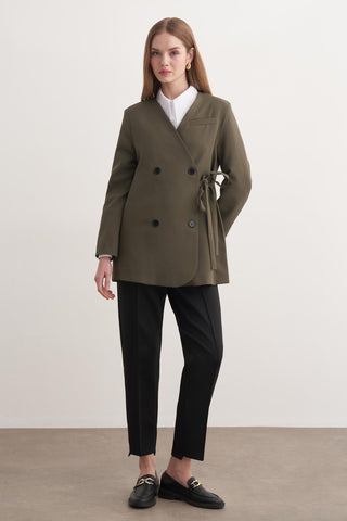 Yan Bağlamalı Ceket - Haki