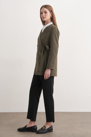 Yan Bağlamalı Ceket - Haki