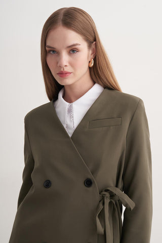 Yan Bağlamalı Ceket - Haki