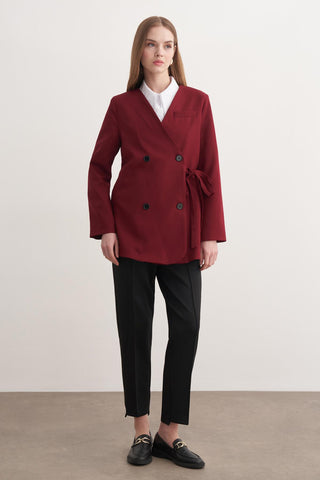 Yan Bağlamalı Ceket - Kırmızı