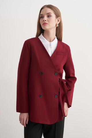 Yan Bağlamalı Ceket - Kırmızı