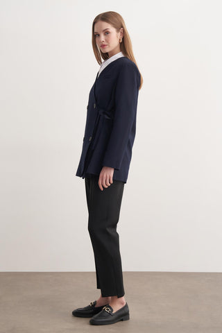 Yan Bağlamalı Ceket - Lacivert