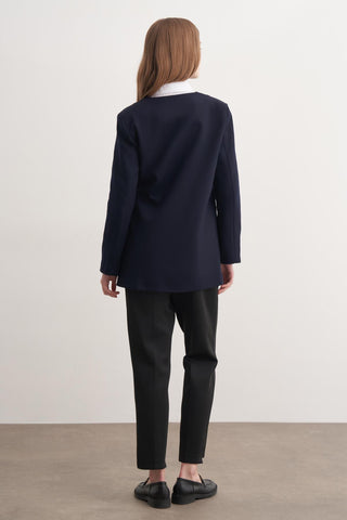 Yan Bağlamalı Ceket - Lacivert