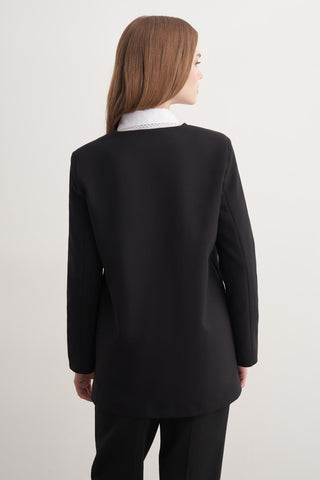 Yan Bağlamalı Ceket - Siyah