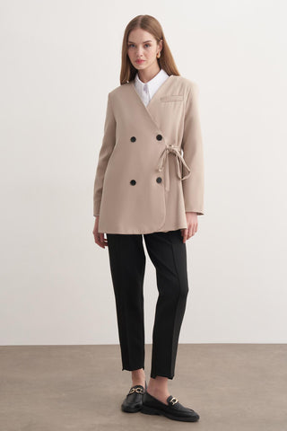 Yan Bağlamalı Ceket - Bej