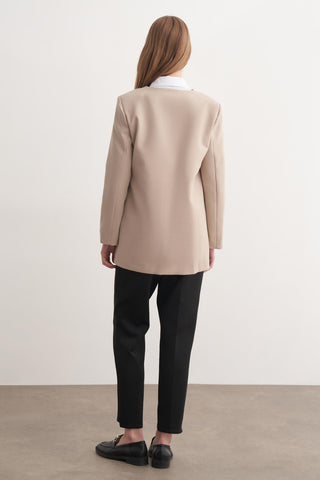 Yan Bağlamalı Ceket - Bej