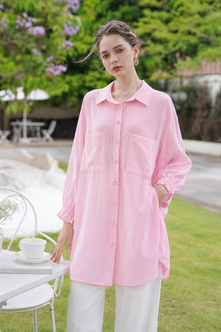 Alena Keten Gömlek - Pembe