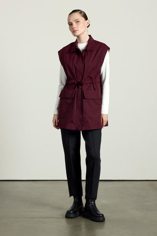 Ön Cepli Bağlamalı Yelek - Bordo
