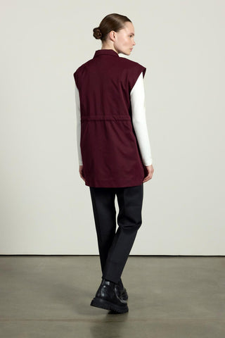 Ön Cepli Bağlamalı Yelek - Bordo
