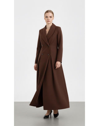 Pile Detaylı Elbise - Kahve