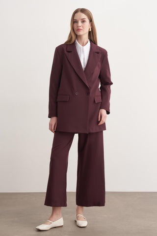 Blazer Ceketli Takım - Bordo