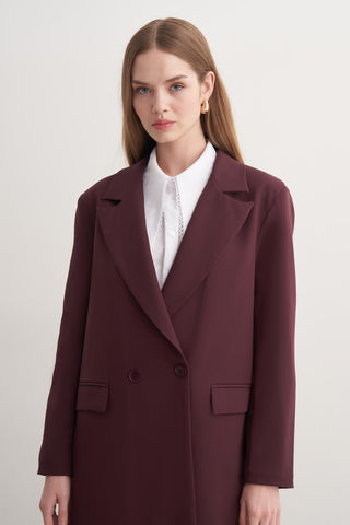Blazer Ceketli Takım - Bordo