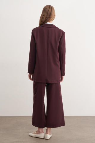 Blazer Ceketli Takım - Bordo