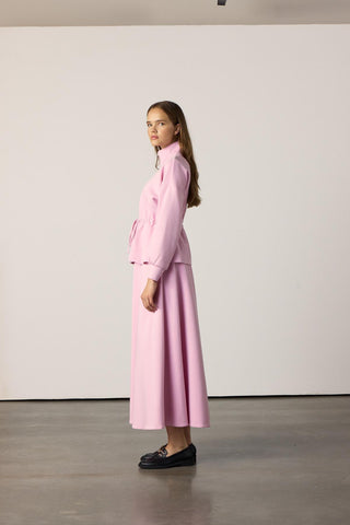 Bel Büzgülü Etekli Scuba Takım - Pembe