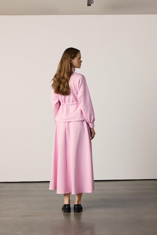 Bel Büzgülü Etekli Scuba Takım - Pembe