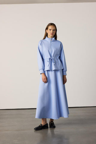 Bel Büzgülü Etekli Scuba Takım - Bebe Mavi