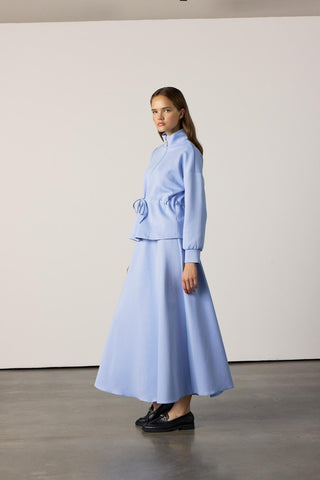 Bel Büzgülü Etekli Scuba Takım - Bebe Mavi