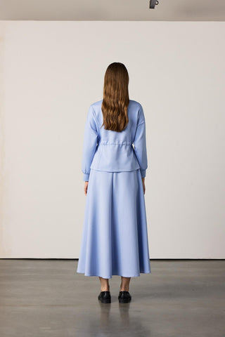 Bel Büzgülü Etekli Scuba Takım - Bebe Mavi